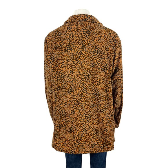 Lands End 1/4 Zip Cheetah Print Fleece Pullover Womens 1X Brown Long Sleeve - Picture 3 of 8